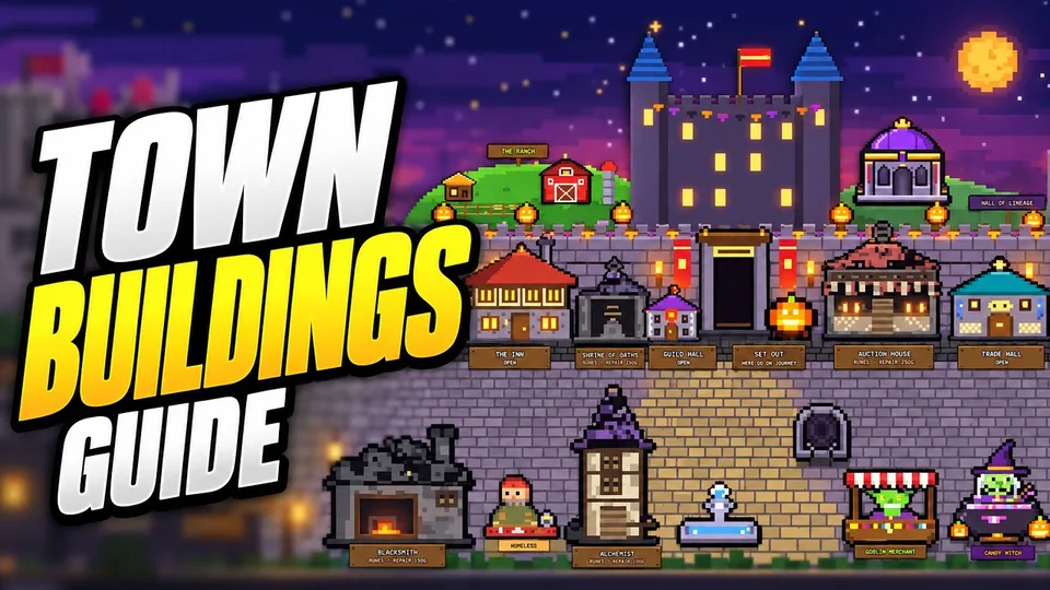 Video thumbnail: Pixel Lineage town buildings guide with the Castle hub