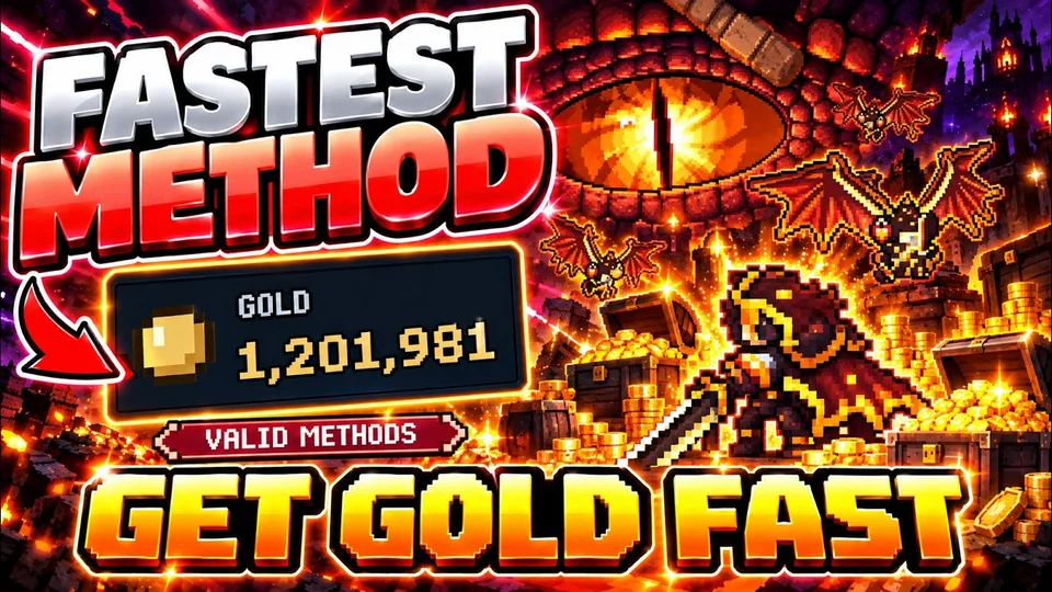 Video thumbnail: Pixel Lineage gold farming guide artwork with gold rewards